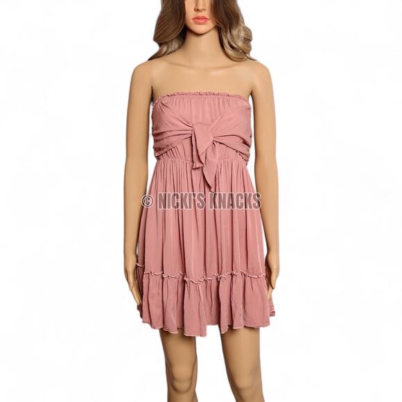 Strapless Mini Dress Dusty Rose Cottagecore Coquette Soft Girl Shein Size M - Picture 2 of 10